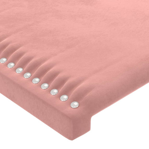 vidaXL Hoofdbord met randen 103x23x78/88 cm fluweel roze