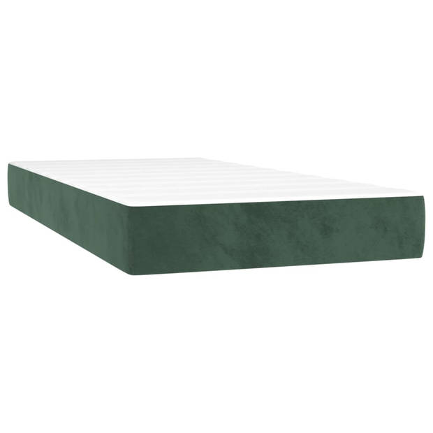 vidaXL Boxspring met matras en LED fluweel donkergroen 80x200 cm