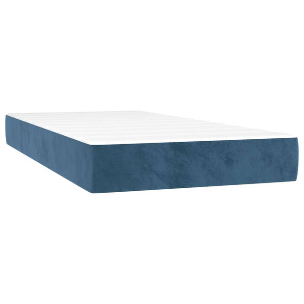 vidaXL Boxspring met matras en LED fluweel donkerblauw 200x200 cm