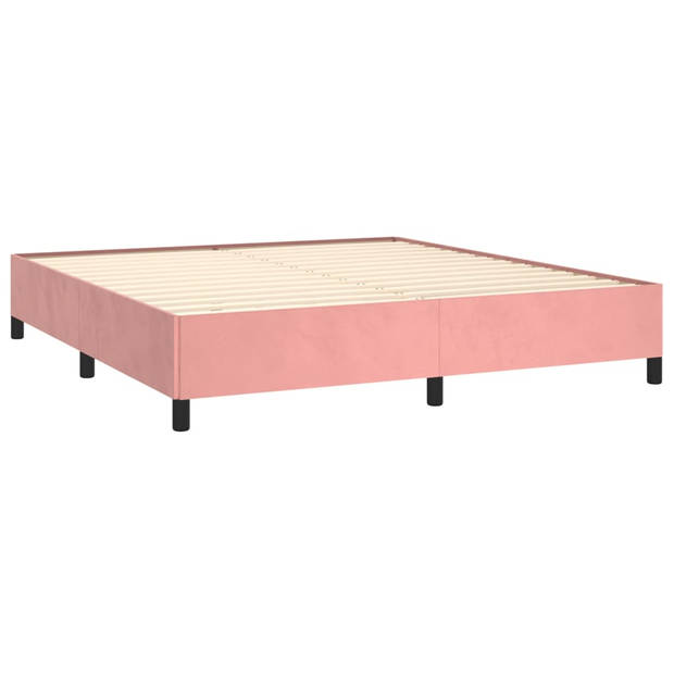 vidaXL Boxspring met matras fluweel roze 180x200 cm