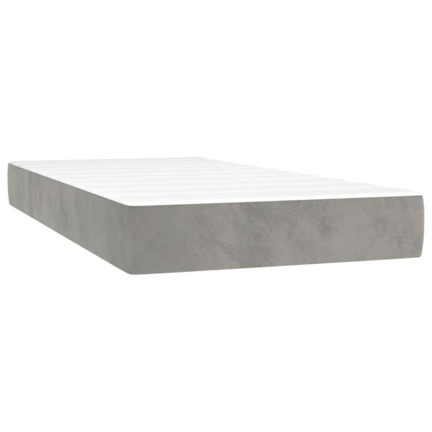 The Living Store Bedframe - Boxspring - LED - 193x90x118/128 cm - Zacht fluweel - Verstelbaar hoofdbord - Pocketvering