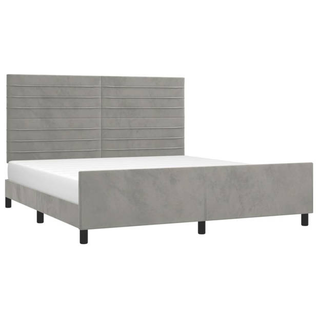 vidaXL Bedframe met hoofdeinde fluweel lichtgrijs 180x200 cm