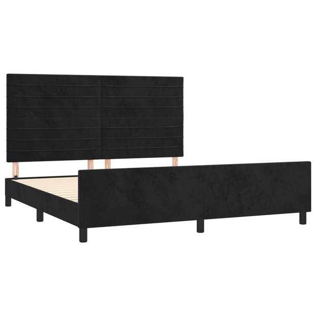 vidaXL Bedframe met hoofdeinde fluweel zwart 180x200 cm