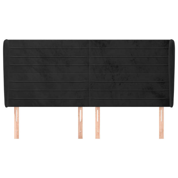 vidaXL Hoofdbord met randen 183x23x118/128 cm fluweel zwart