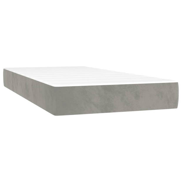 vidaXL Boxspring met matras fluweel lichtgrijs 90x190 cm