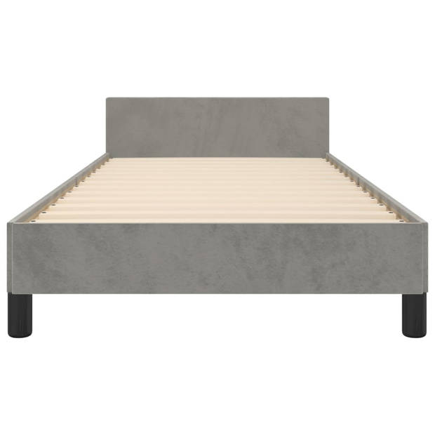 vidaXL Bedframe met hoofdeinde fluweel lichtgrijs 90x190 cm