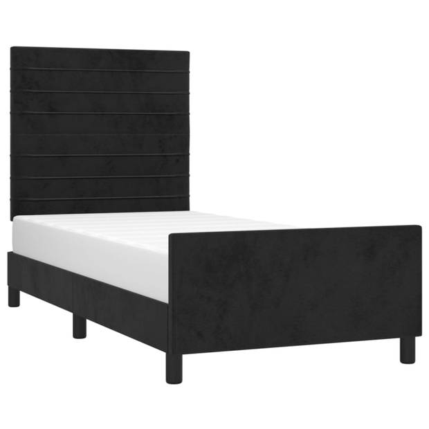 vidaXL Bedframe met hoofdeinde fluweel zwart 90x190 cm