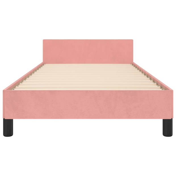 vidaXL Bedframe met hoofdeinde fluweel roze 90x200 cm