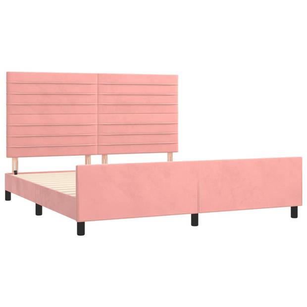 vidaXL Bedframe met hoofdeinde fluweel roze 180x200 cm