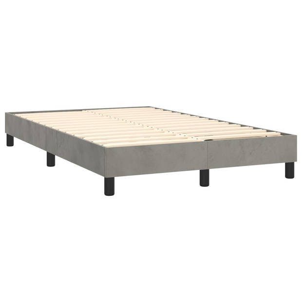 vidaXL Boxspring met matras en LED fluweel lichtgrijs 120x200 cm