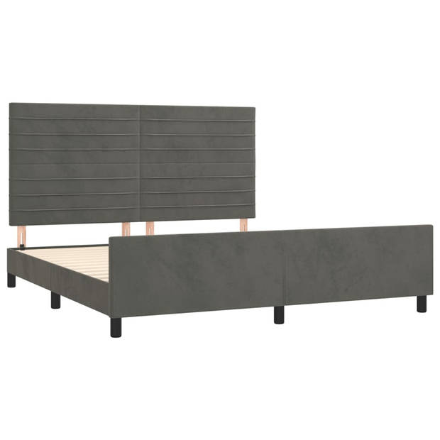 vidaXL Bedframe met hoofdeinde fluweel donkergrijs 180x200 cm