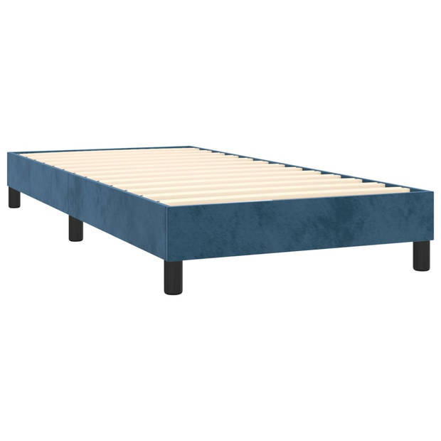 vidaXL Boxspring met matras en LED fluweel donkerblauw 100x200 cm