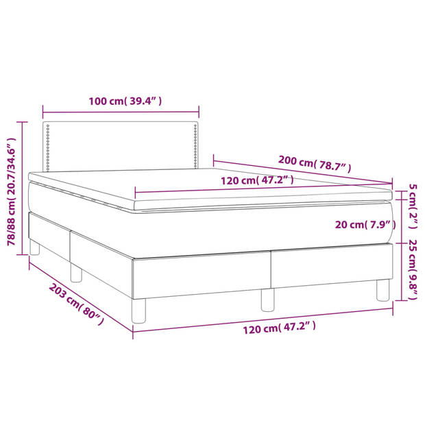 vidaXL Boxspring met matras fluweel roze 120x200 cm