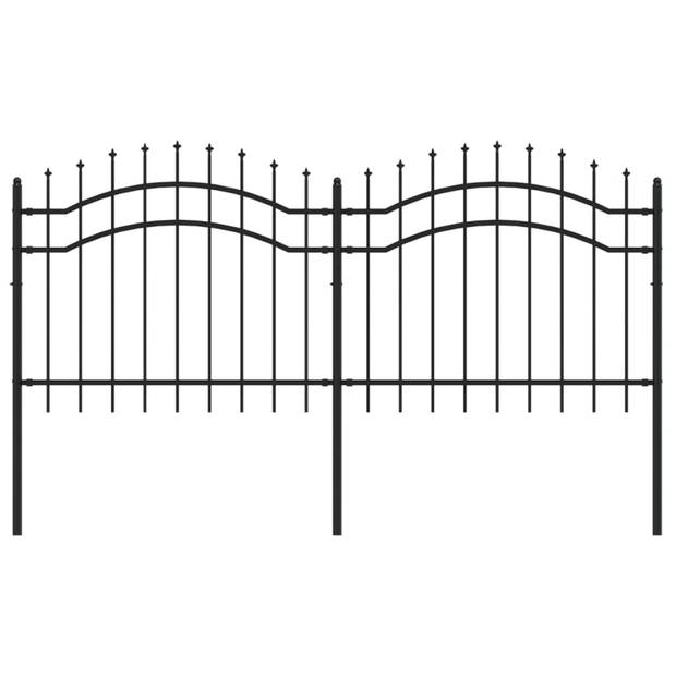 vidaXL Tuinhek met spijlpunten 140 cm gepoedercoat staal zwart