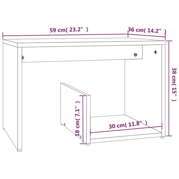 The Living Store Woonkamertafel Gerookt Eiken - 59x36x38 cm - Praktisch en Trendy