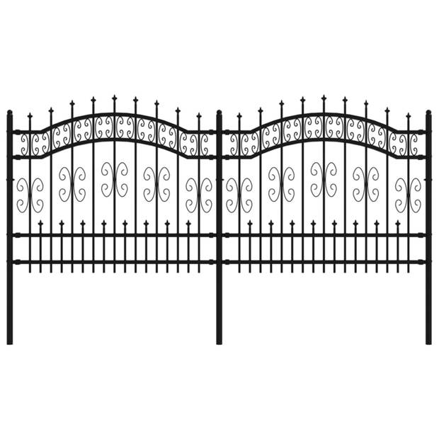 vidaXL Tuinhek met spijlpunten 140 cm gepoedercoat staal zwart