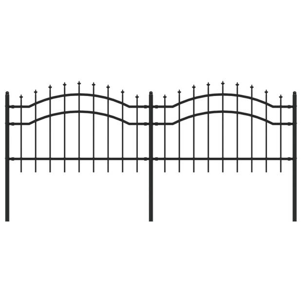 vidaXL Tuinhek met spijlpunten 115 cm gepoedercoat staal zwart