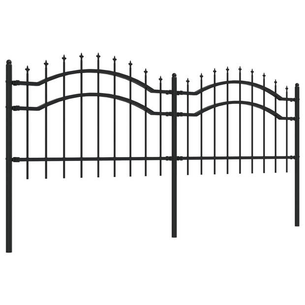 vidaXL Tuinhek met spijlpunten 115 cm gepoedercoat staal zwart