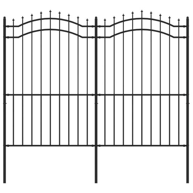 vidaXL Tuinhek met spijlpunten 222 cm gepoedercoat staal zwart