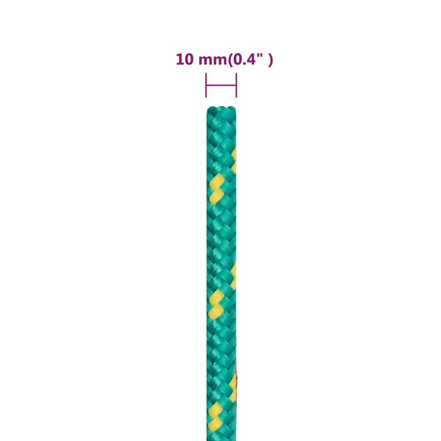 vidaXL Boottouw 10 mm 250 m polypropyleen groen