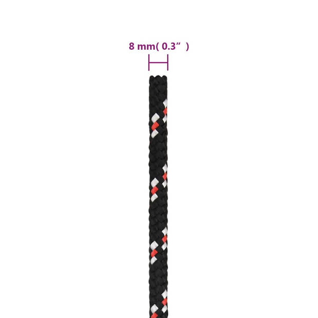 vidaXL Boot touw 8 mm 50 m polypropyleen zwart