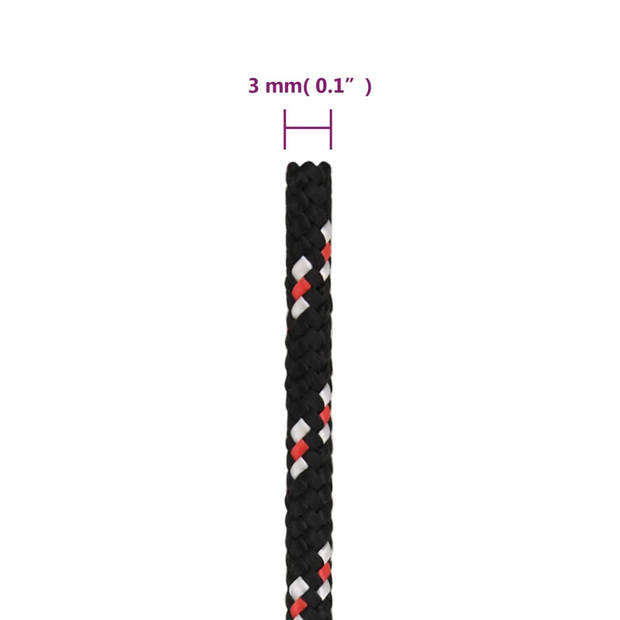 vidaXL Boot touw 3 mm 250 m polypropyleen zwart