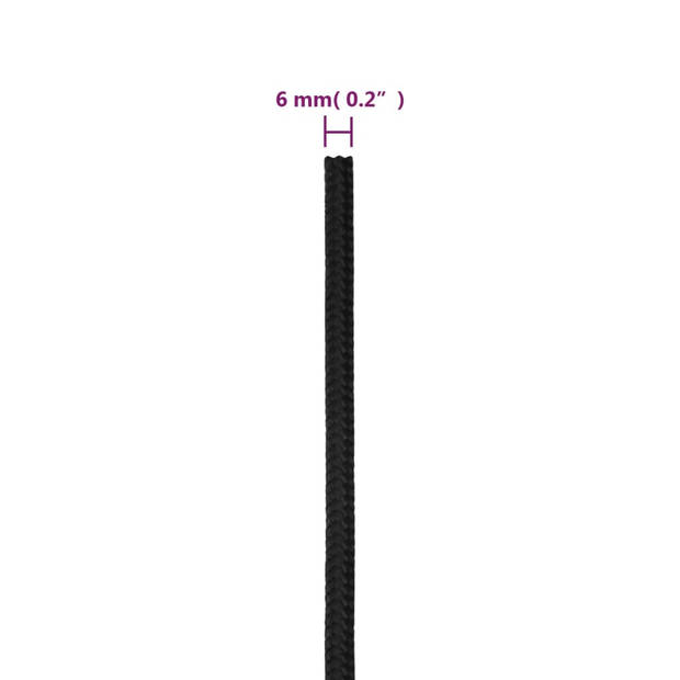 vidaXL Boottouw 6 mm 100 m polypropeen zwart