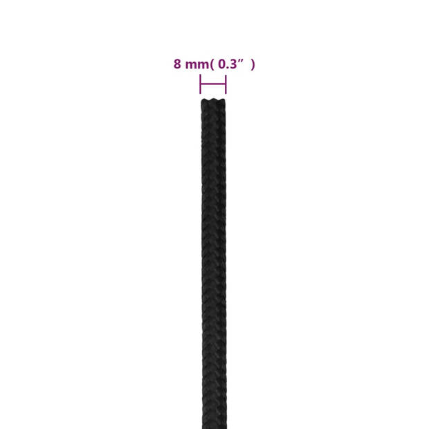 vidaXL Boottouw 8 mm 50 m polypropeen zwart