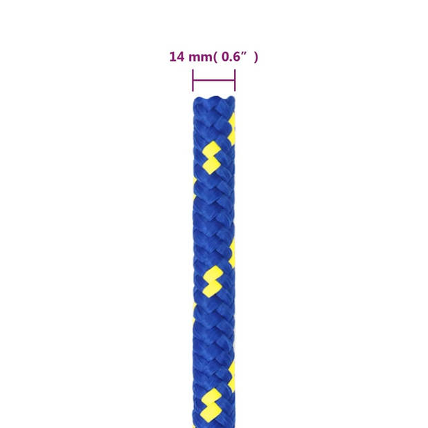 vidaXL Boottouw 14 mm 25 m polypropeen blauw