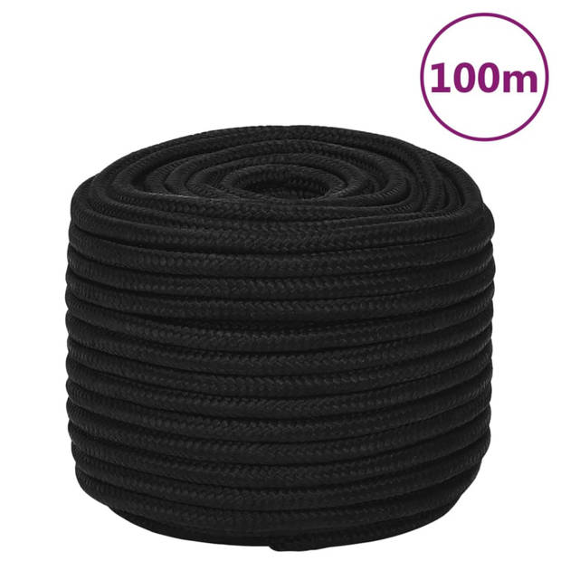 vidaXL Werktouw 14 mm 100 m polyester zwart