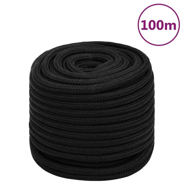 vidaXL Werktouw 18 mm 100 m polyester zwart