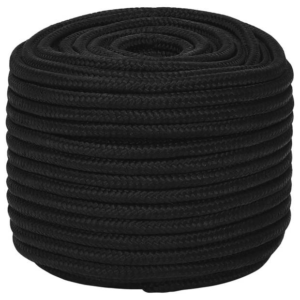 vidaXL Werktouw 12 mm 100 m polyester zwart