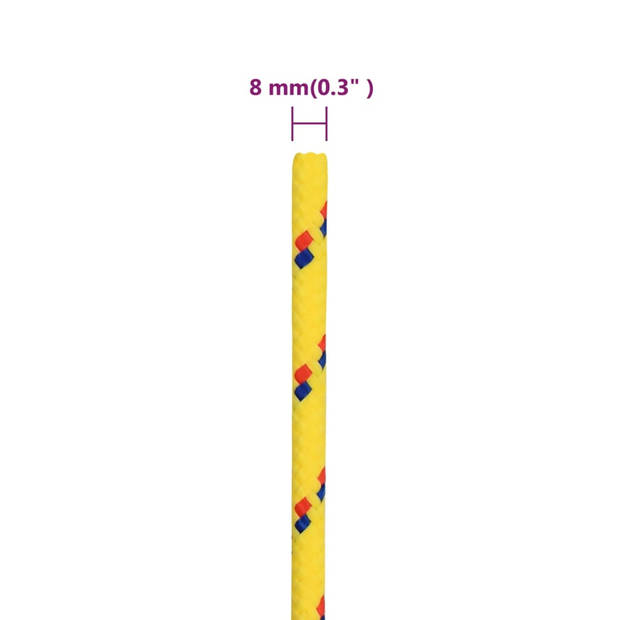 vidaXL Boottouw 8 mm 250 m polypropyleen geel