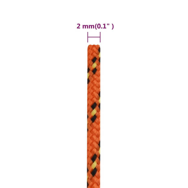 vidaXL Boottouw 2 mm 100 m polypropyleen oranje