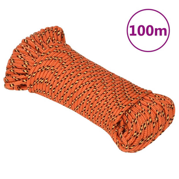 vidaXL Boottouw 5 mm 100 m polypropyleen oranje