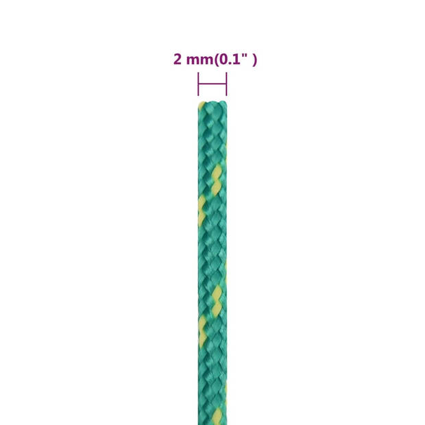 vidaXL Boottouw 2 mm 100 m polypropyleen groen