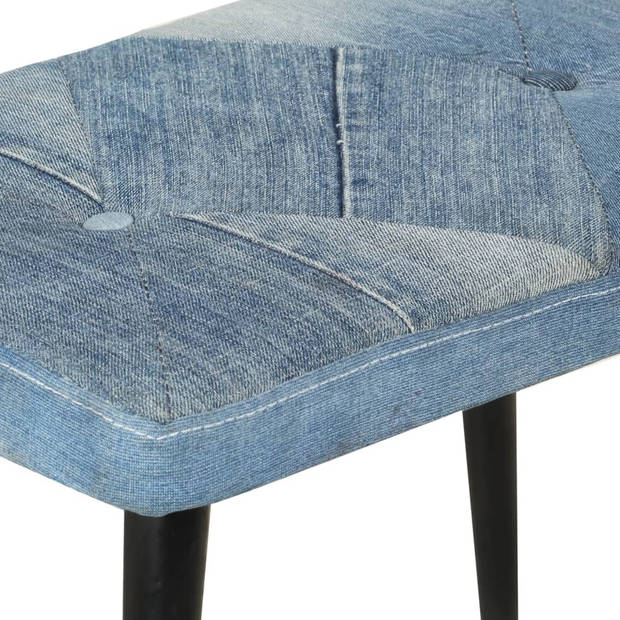 vidaXL Fauteuil met voetensteun patchwork canvas blauw denim