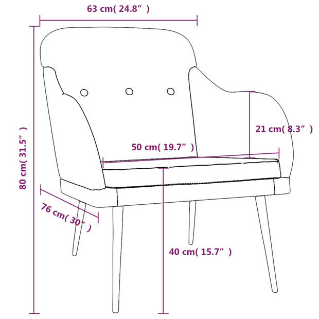 vidaXL Fauteuil 63x76x80 cm stof zwart