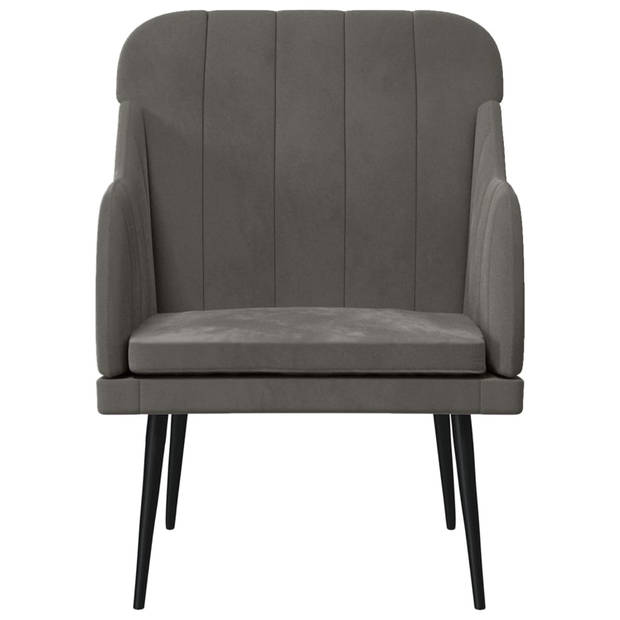 vidaXL Fauteuil 63x76x80 cm fluweel donkergrijs