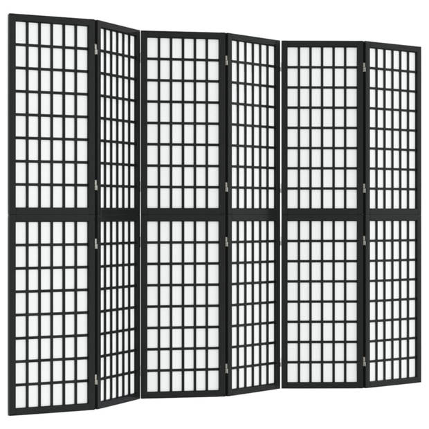 vidaXL Kamerscherm inklapbaar 6 panelen Japanse stijl 240x170 cm zwart