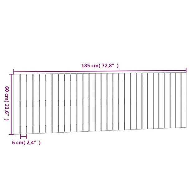 vidaXL Wandhoofdbord 185x3x60 cm massief grenenhout honingbruin