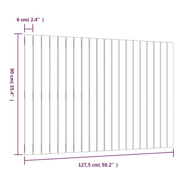 vidaXL Wandhoofdbord 127,5x3x90 cm massief grenenhout honingbruin