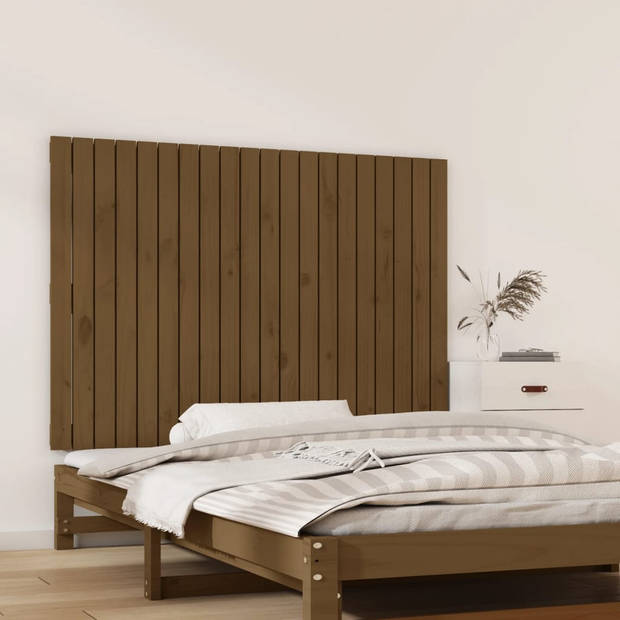 vidaXL Wandhoofdbord 127,5x3x90 cm massief grenenhout honingbruin