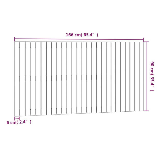 vidaXL Wandhoofdbord 166x3x90 cm massief grenenhout wit