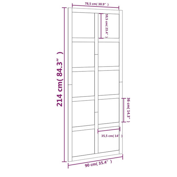 The Living Store Schuifdeur Massief Grenenhout - 90 x 1.8 x 214 cm - Ruimtebesparend modern interieur