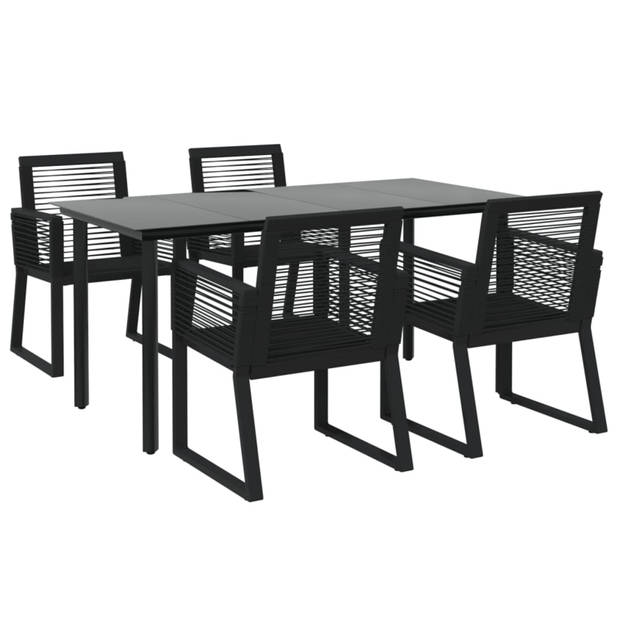 vidaXL 5-delige Tuinset PVC-rattan zwart