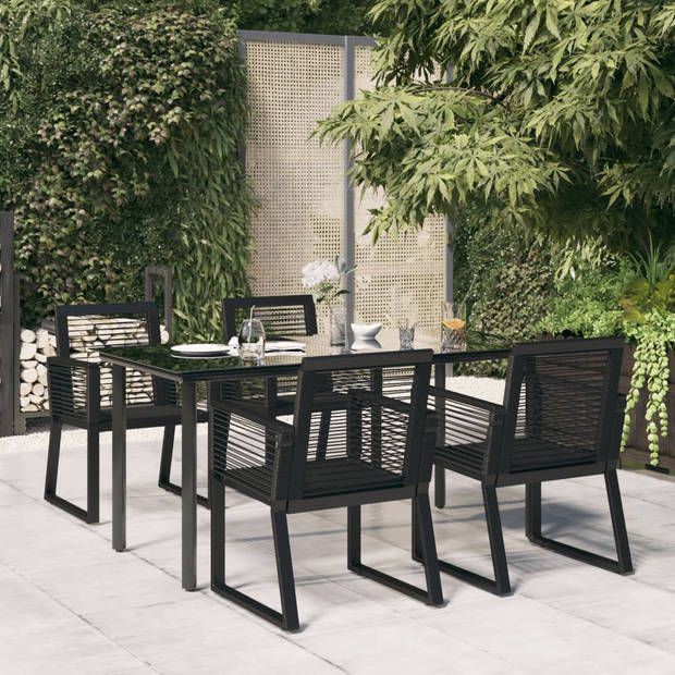 vidaXL 5-delige Tuinset PVC-rattan zwart