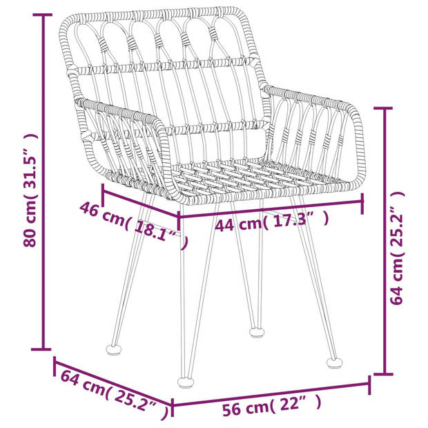 vidaXL 7-delige Tuinset poly rattan