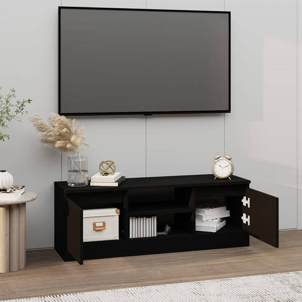 vidaXL Tv-meubel met deur 102x30x36 cm zwart