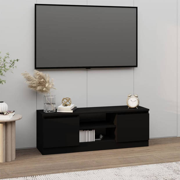 vidaXL Tv-meubel met deur 102x30x36 cm zwart